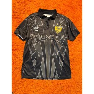 Umbro Zulu Tribe of Da Moon Soccer Jersey Mens Black Silver Graphic Polo Shirt